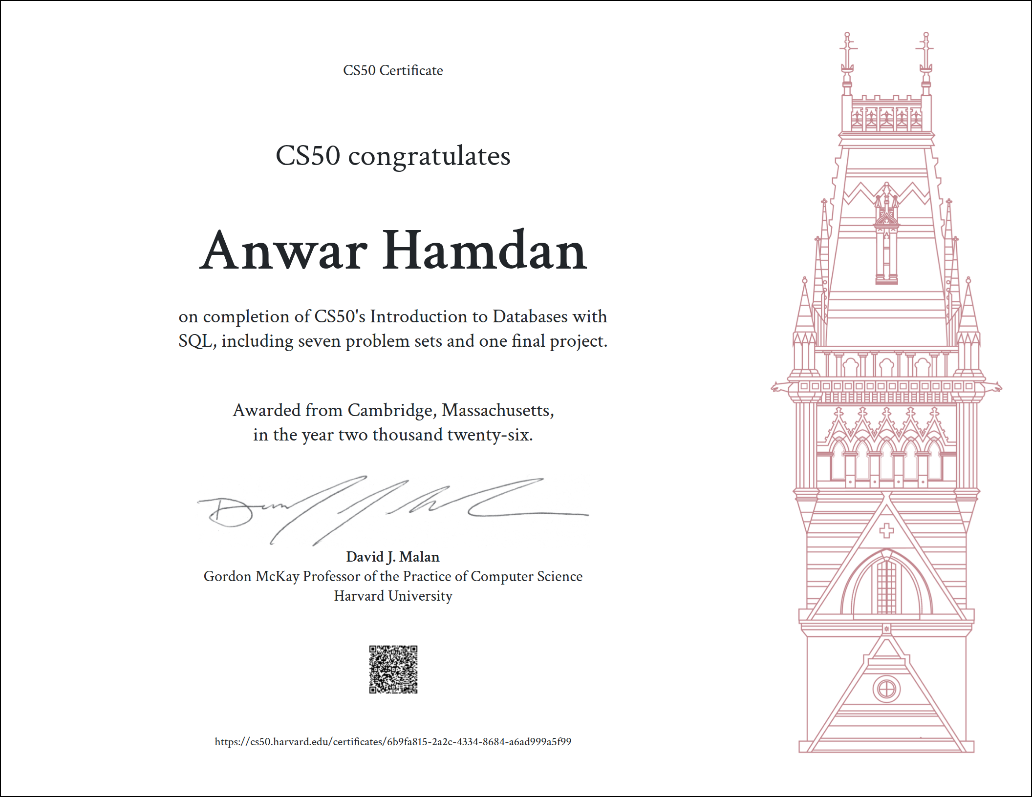 CS50 SQL Certificate
