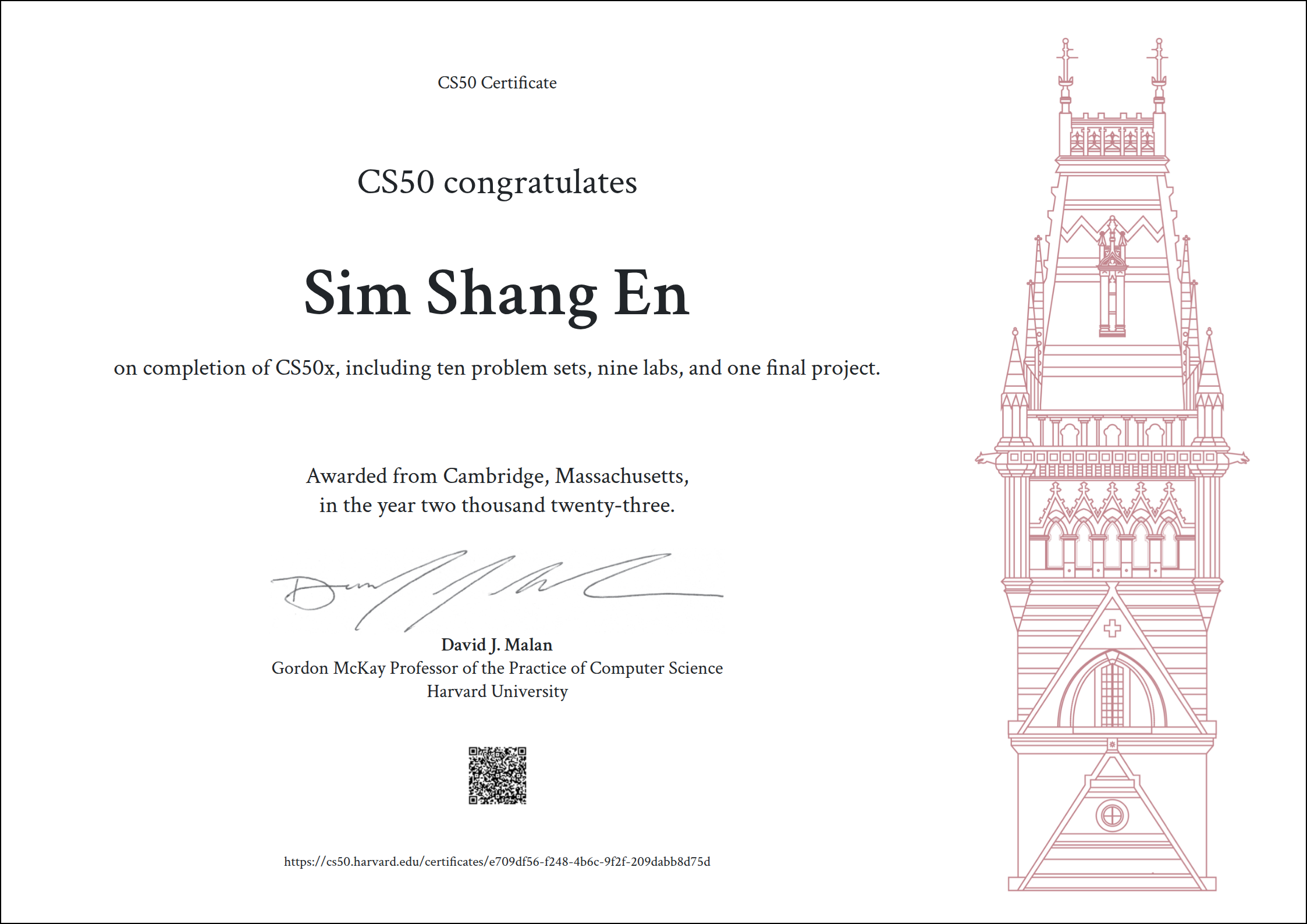Shang En's Certificate